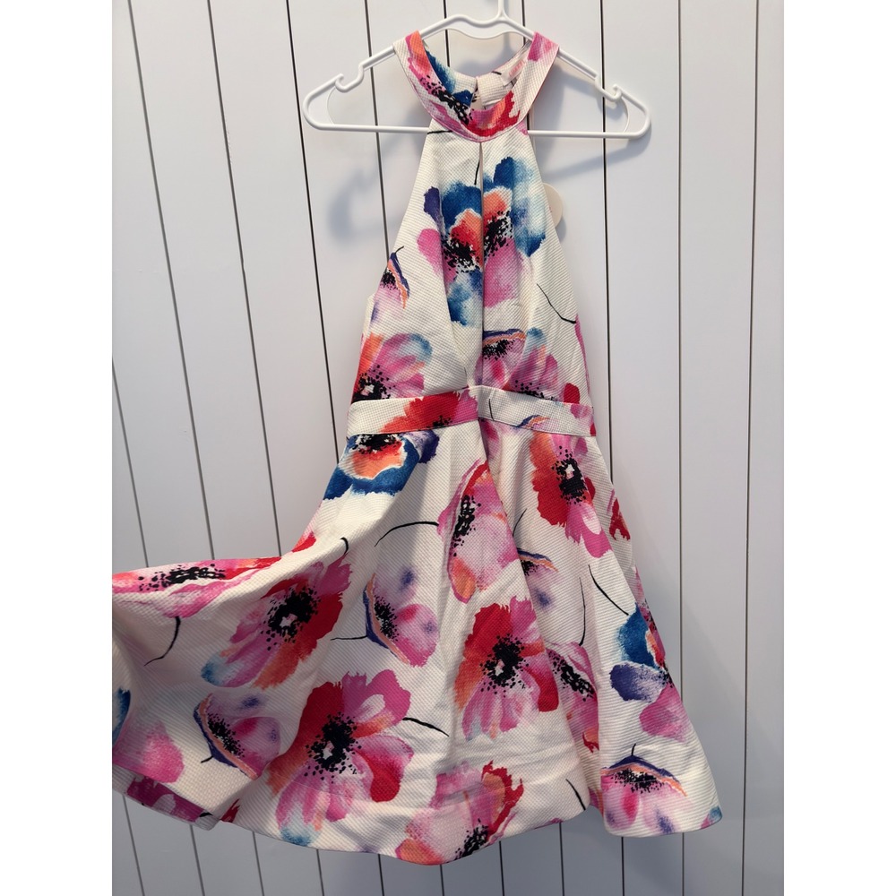 NWT Luxxel Rush Dress Sz S White Floral Halter Open Back Party‎ Luxury coquette